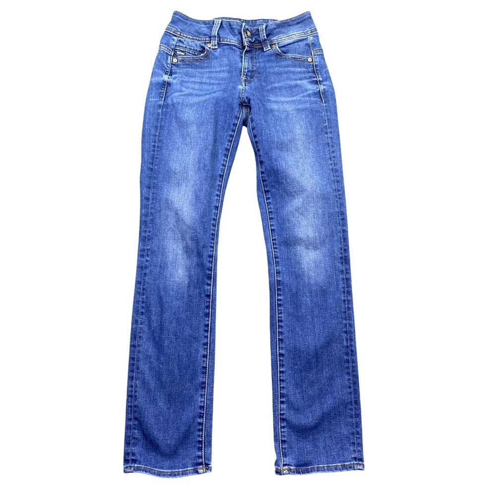 G-Star Raw Midge Saddle Mid Straight Blue Jeans Size 24/ D07145-6553-071
